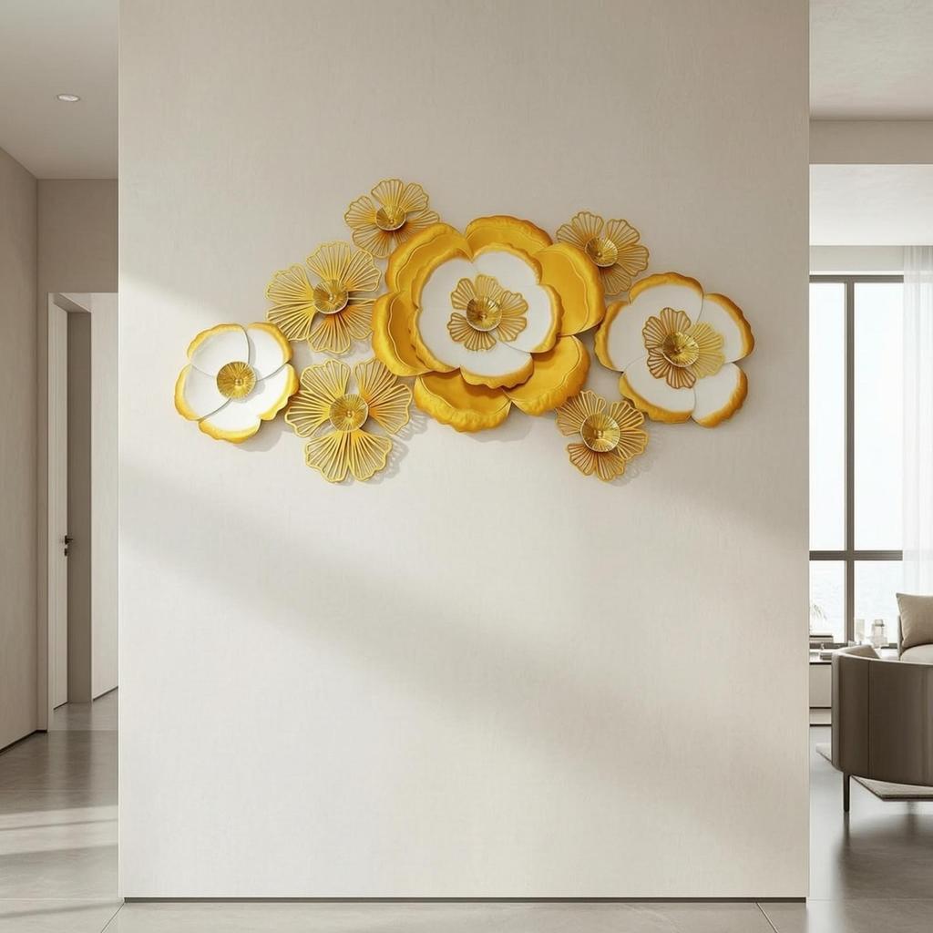 Metal Flower Wall Decor Layered Art Sturdy for Entryway