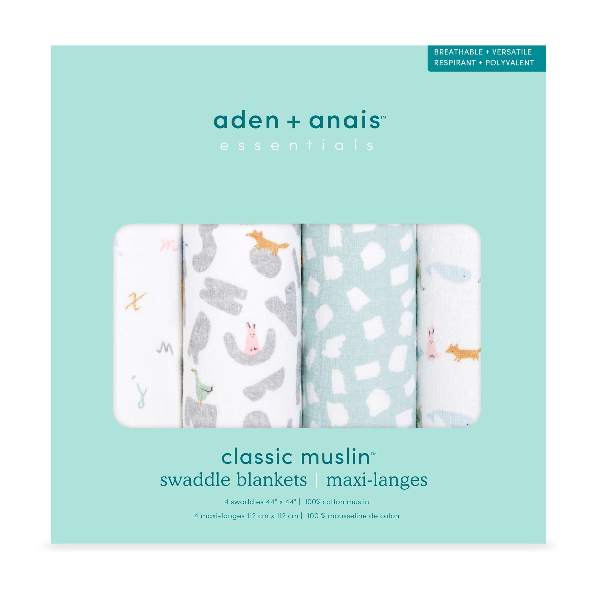 

aden anais essentials и anai original Пеленки 4 шт. для предотвращения ночного плача алфавит животные ESWC40022B + (Основы Эйдена) [Японский]