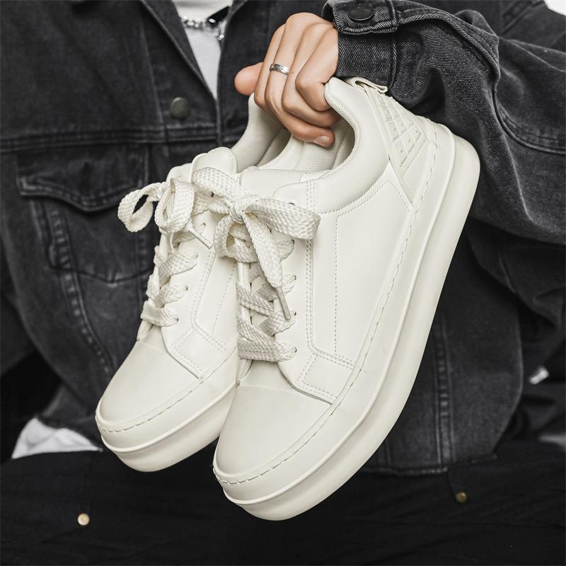 

2025 new white shoes niche thick-soled heightening men s shoes trend sports and leisure board shoes men s X259 39 бежевый