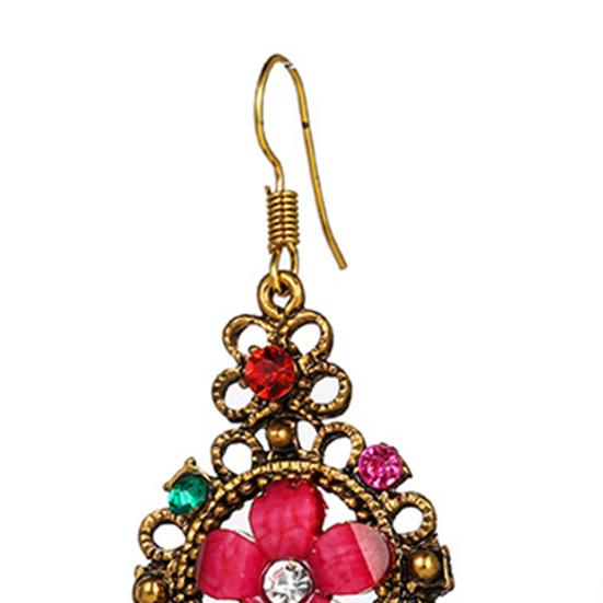 1 Pair Women Earrings Flower Shape Tassel Shiny Rhinestone Drop Earrings for Prom