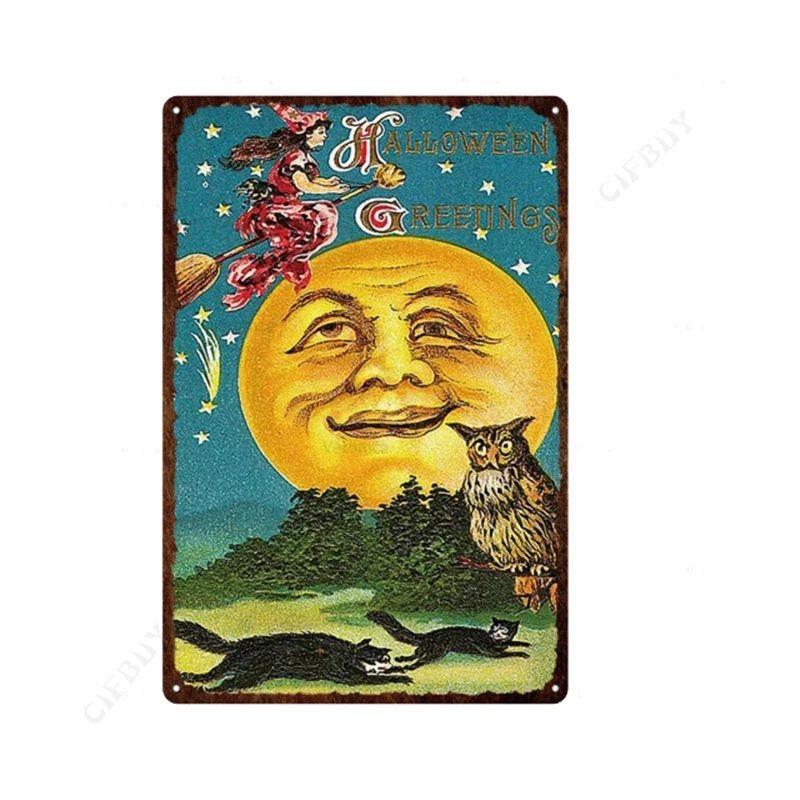 Halloween Metal Sign with Pumpkins, Fall Decor 20x30 Cm