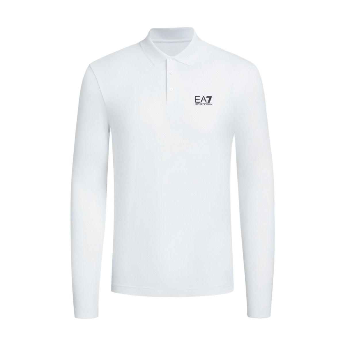 Emporio Armani Ea7 Herfst/Winter 2024 Effen Logo Lange Mouwen Poloshirt Heren tops Wit 8NPF15-PJVQZ-1100 M
