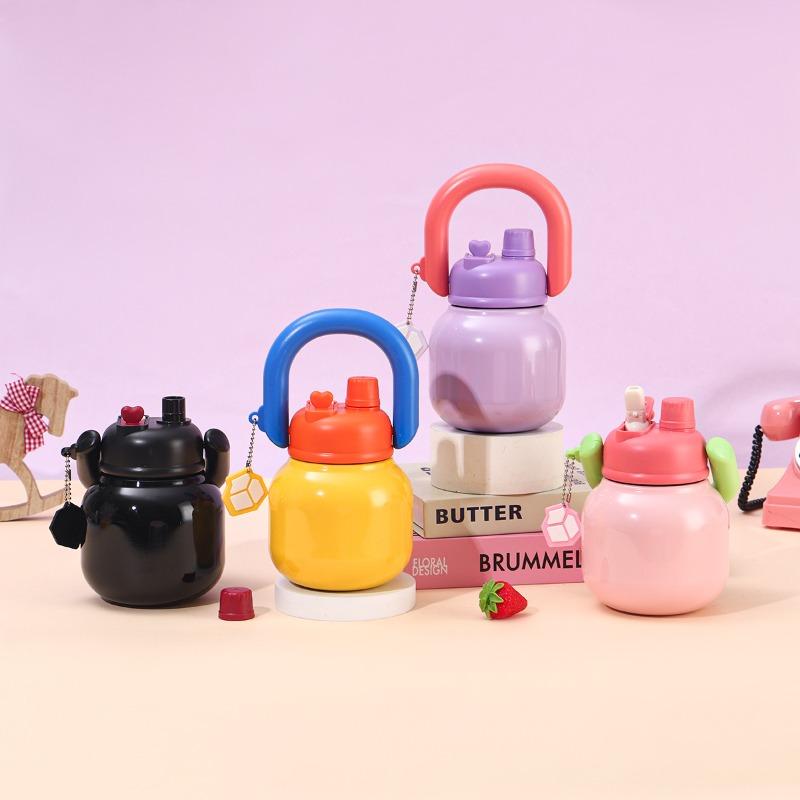 650ml 316 Stainless Steel Big Belly Insulated Bottle Portable Double-Wall Vacuum Thermos, Dual Drinking Spout Handle Water Cup