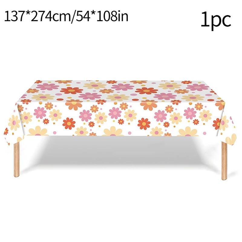 24pcs 7/9inch Pink Daisy Theme Disposable Tableware Flower Plate Napkin Straws Banner Birthday Party Baby Shower Wedding Decor