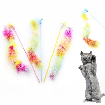 1/3pcs-Seven Colorful Feather Cat Toy Stick Fairy-like Pet Supplies Interactive Fun No Battery Required