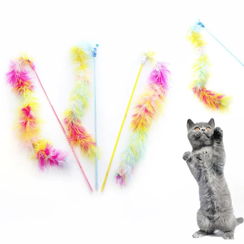 1/3pcs-Seven Colorful Feather Cat Toy Stick Fairy-like Pet Supplies Interactive Fun No battery required