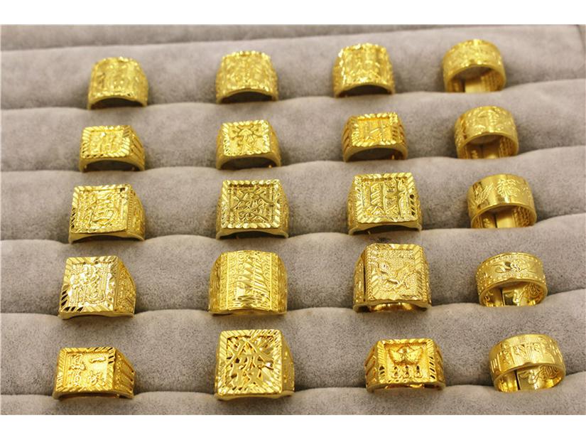 Bague Mantra des Six Caractères Ajustable en Laiton Doré pour Homme: Bijoux inspirés de pièces de monnaie européennes