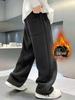 Trendy Boys' Corduroy Fleece-Lined Wide-Leg Pants for Autumn and Winter