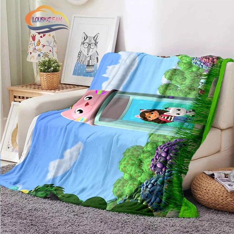 Милое кашемировое одеяло с рисунком Габби для кукольного домика, теплое портативное плюшевое уютное одеяло для детей и девочек, одеяло для кровати, дивана 30x40in