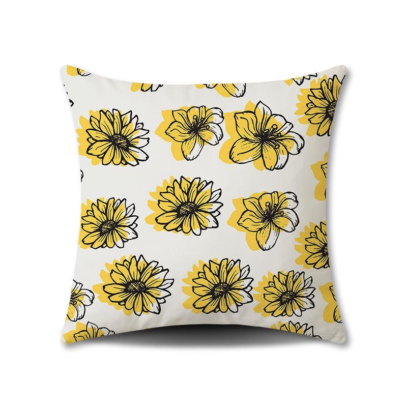 Spring Flower Print Pillow Cover for Home Living Room Sofa Cushion Cover Linen Print Cushion Cover