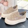 2025 Spring New Sports Women's Shoes Fashion Low Top Thick Bottom Casual Board Shoes Suede Round Head Strap Flat Shoes