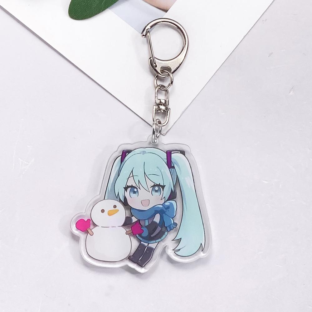 Anime Characters Hatsune Miku Acrylic Car Keychain Accessories Creative Trendy Bag Charm Backpack Pendant Keyring Gifts For Fans