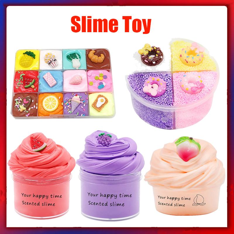 Slime al Burro di Frutta Colla Soffice Ciondoli per Additivi Slime Materiali per Argilla Plastilina Kit Slime Giocattolo Modellabile al Cioccolato Per Bambini