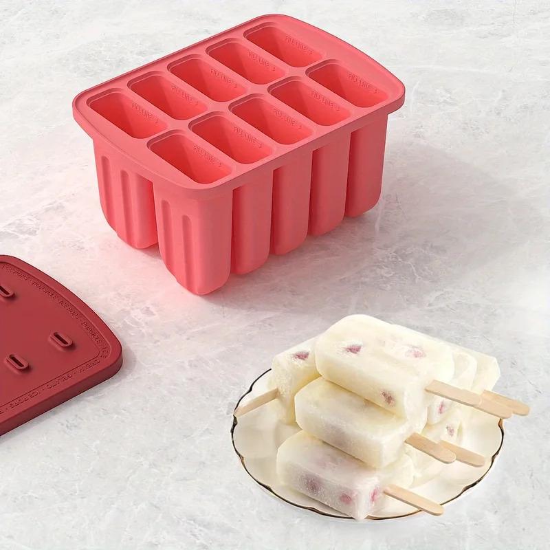 1pc Silicone Popsicle Mold, Designed In Sets of Ten, with 50 Wooden Sticks Sent Out