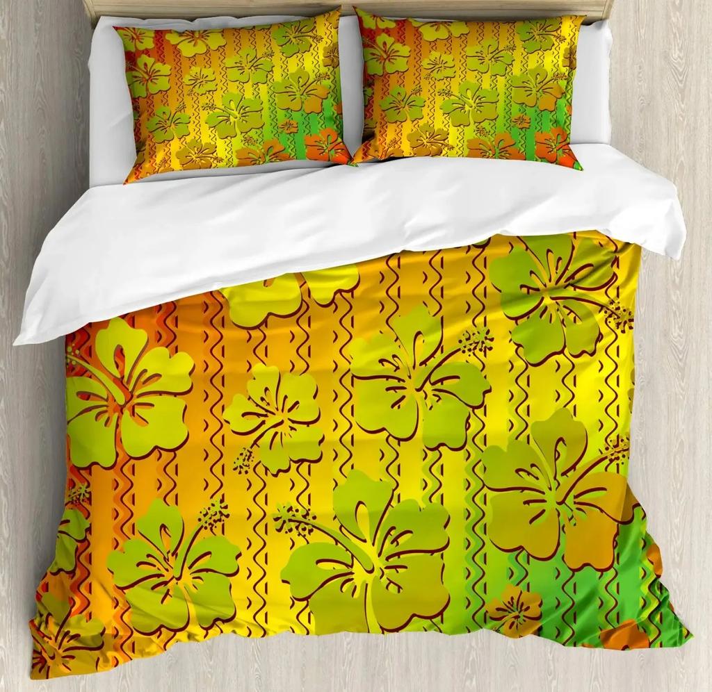 Rasta Bettbezug-Set, Löwe Eine Rastafari-Flagge Dschungel Reggae Bettwäsche-Set Kunst Bunt Kulturell Folkloristisch Druck Bettdeckenbezug-Set