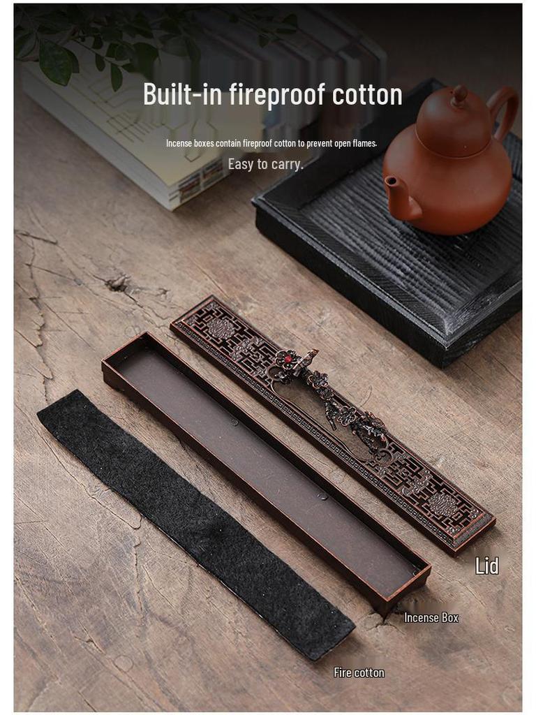 Zinc Alloy Sandalwood Incense Holder: Creative Fireproof Box for Indoor Use