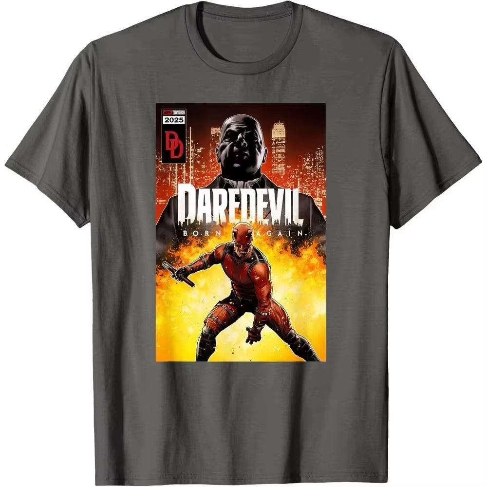 2026 Summer Daredevil Marvel TShirt Gothic Summer Unisex Short Sleeve Heavy Cotton Crew Neck Streetwear Top for Him Her
