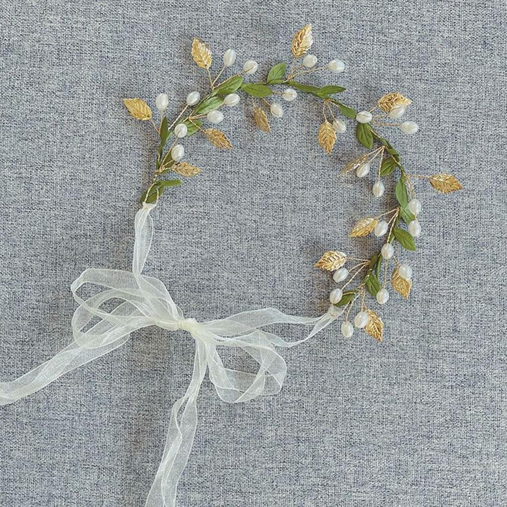 Elegant Pearl/ Leaf Hairband Delicate Headband for Flower Girl Trend Model Show Performances Wedding Party Headpieces