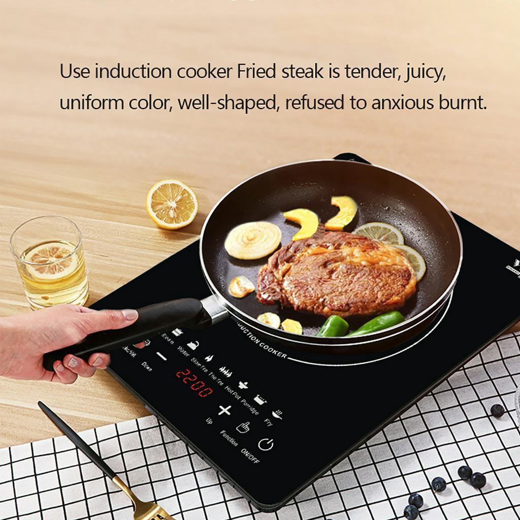 220V 2200W Induction Cooker Smart Electric Oven Plate Creative Precise Control Cookers Hob Cooktop Cooking Plate Hot Pot 2200W Tea Boiler