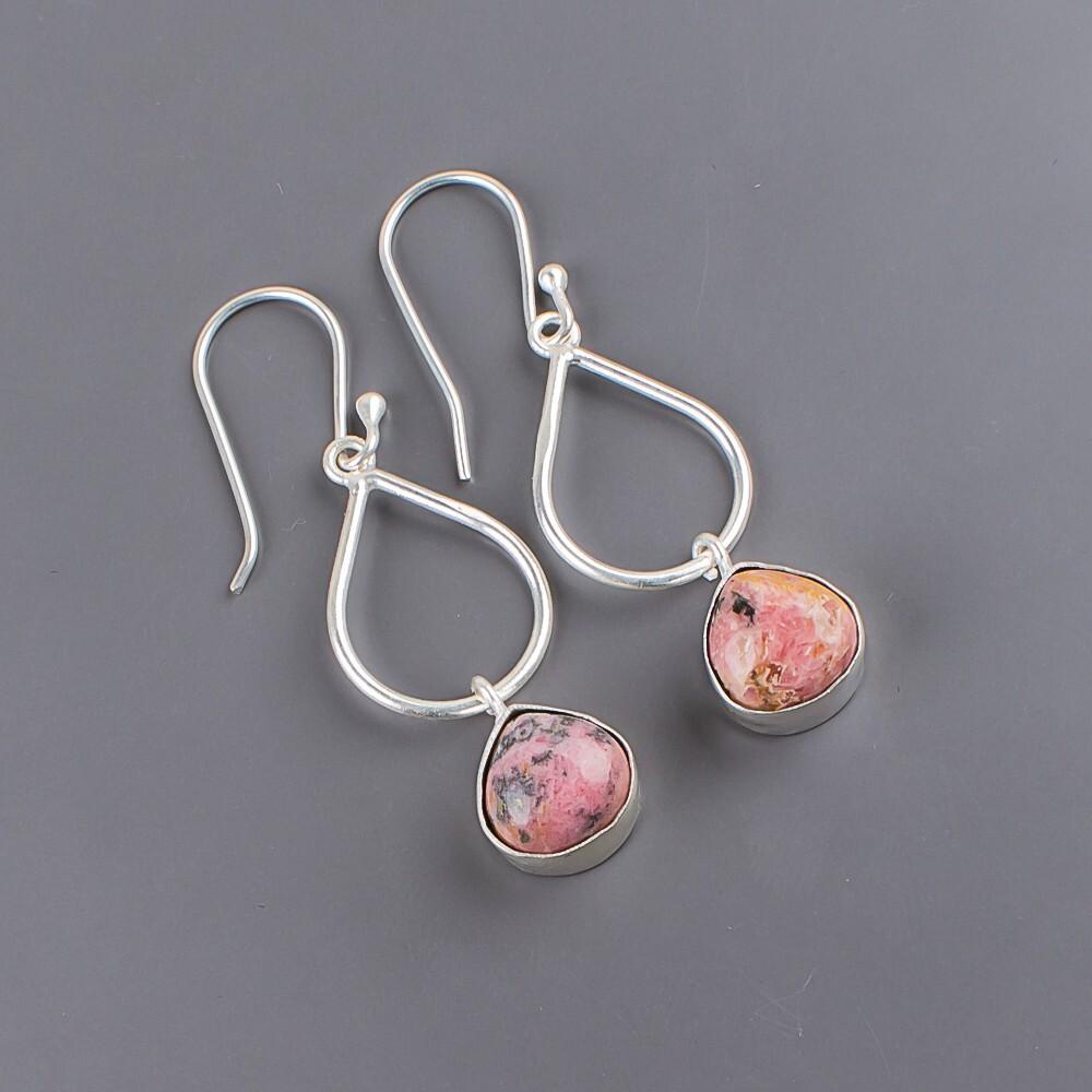 Black Rhodonite Gemstone 925 Sterling Silver Jewelry Handmade Earrings 1.90" EE-19-33