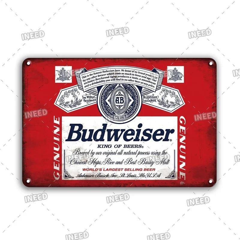 Original Budweiser Bier-Blechschild, lustige Metallplakate, Retro-Wandschild, Vintage-Schild für Bar-Club-Wanddekoration