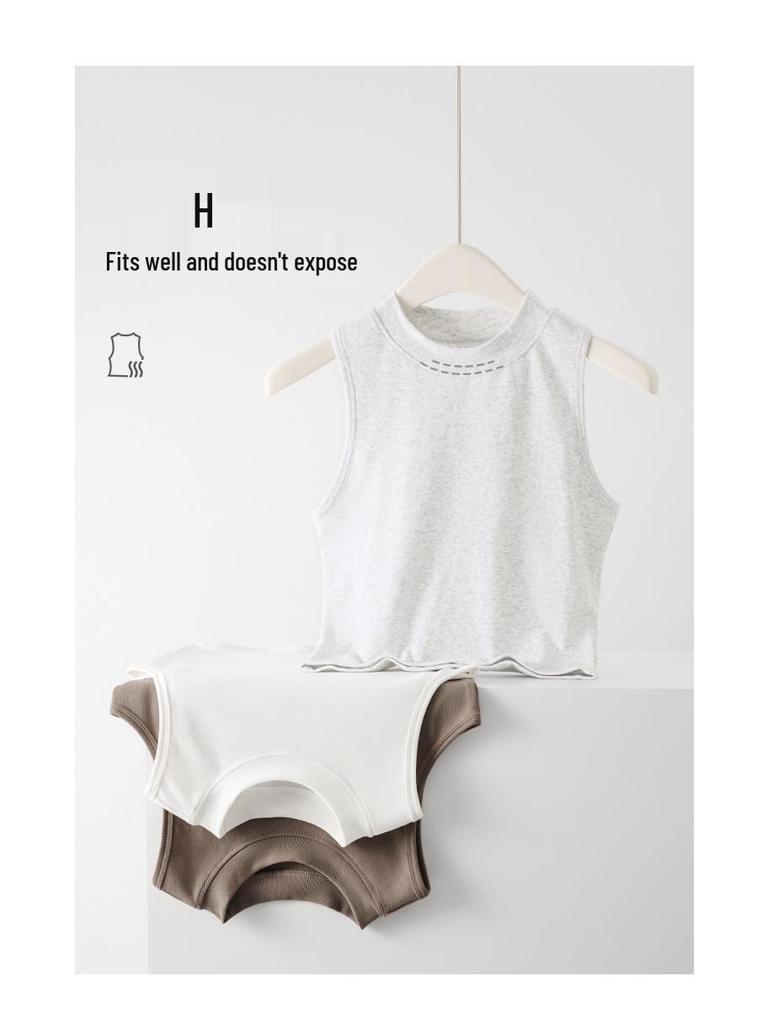 Women's Spring/Summer 2025 Slim Fit Sleeveless Crop Top - Spicy Girl Style Round Neck Camisole