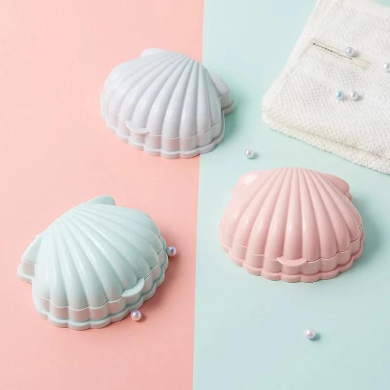 Toilet Creative Seashell Portable Double-layer Drainage Soap Box Soap Box