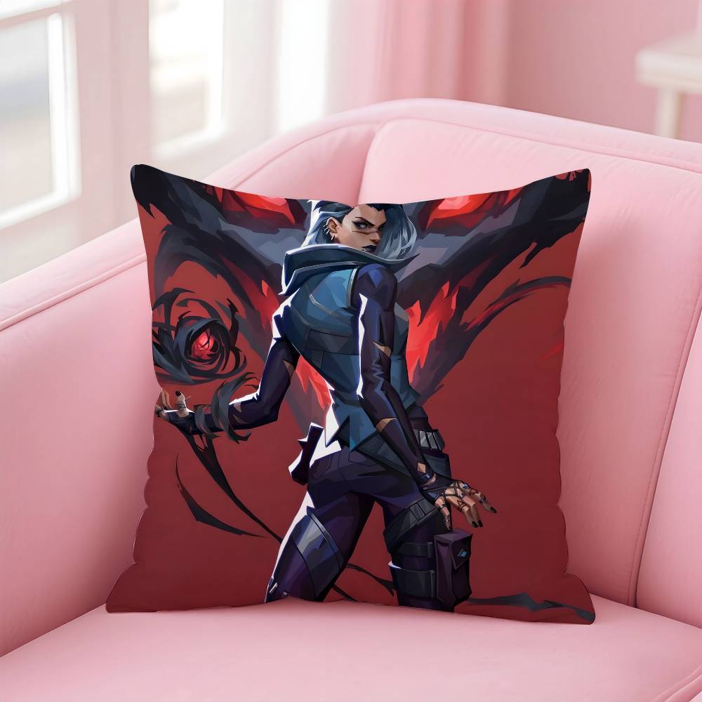 Hot Game V-Valorant Pillow Case Pattern Printing Pillowcase Living Room Sofa Cushion Cover Bedroom Room Decor