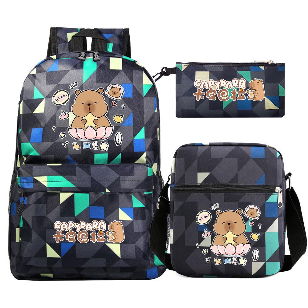 3 Pièces Sac à Dos Quotidien Axolotl pour Filles Adolescentes, Sac Fourre-tout Scolaire avec Boîte à Lunch & Trousse à Crayons, Sac à Dos Apprentissage Jeune, Sac à Dos Cadeau Rentrée Scolaire 46CMX32CMX16CM