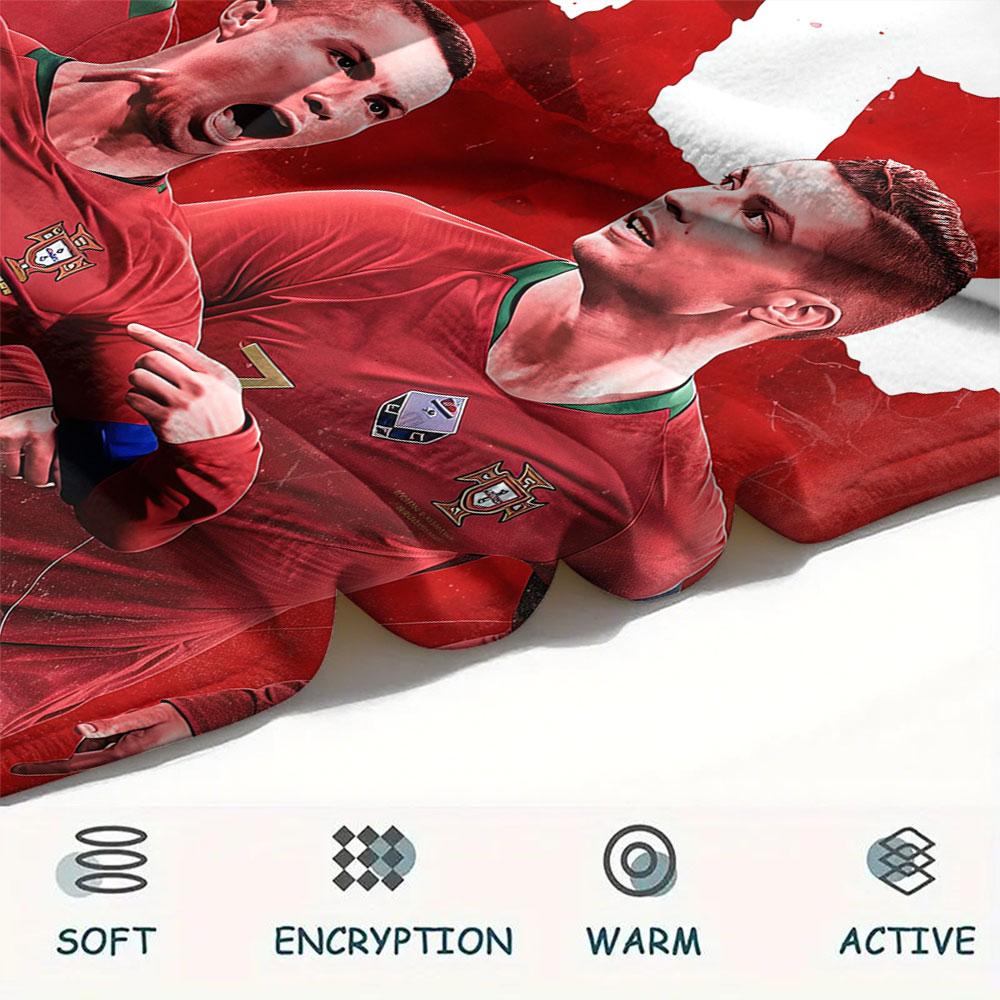 1PC CR7 Patterned Flannel Blanket Suitable For All Seasons for Home Decor Warmth and Comfort Gifts Holiday Present