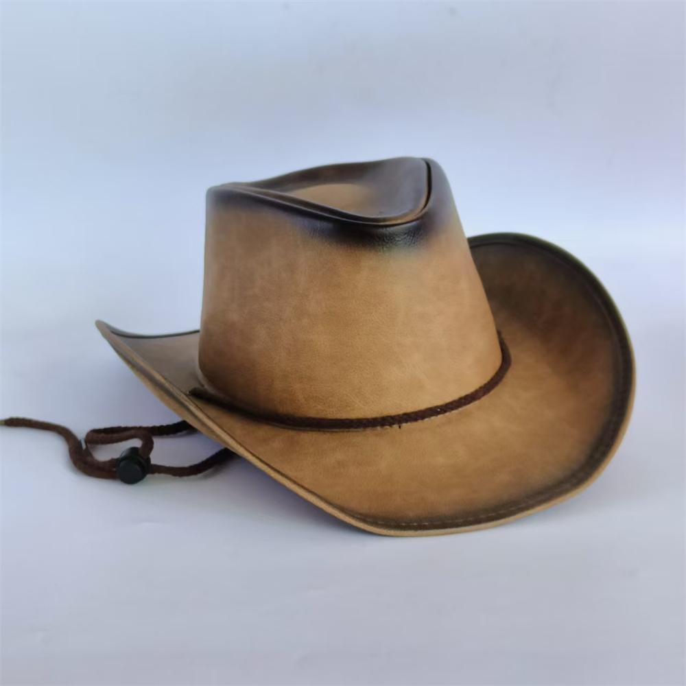Cappelli da Cowboy Occidentali per uomo Cappello da Cowboy Etnico in Ecopelle Bordo regolabile Cappelli da Donna Cappellini antivento vintage sombrero Taglia Grande