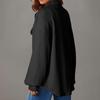 Camicia da donna con risvolto, manica lunga, tasca con patta, monopetto, tinta unita, trama intrecciata, vestibilità oversize, giacca
