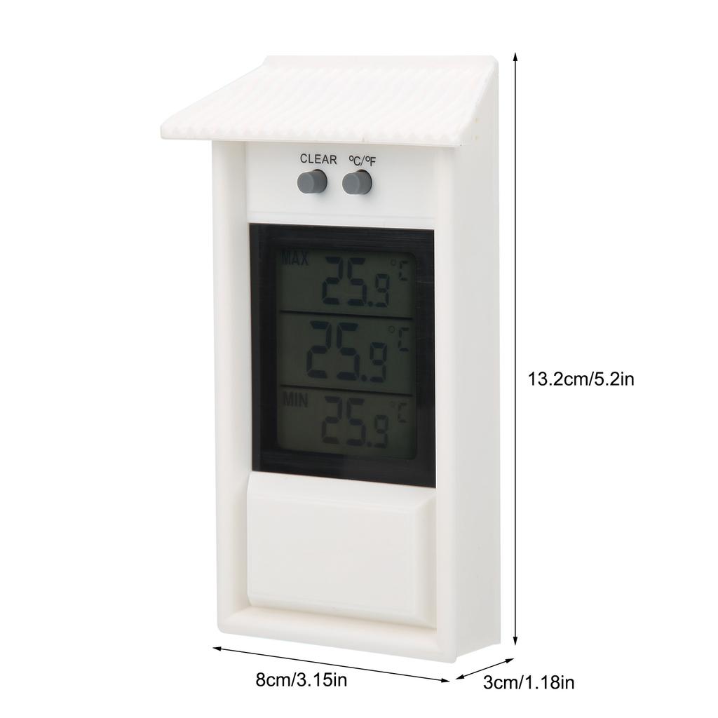 Digital Thermometer Outdoor Garden Waterproof Thermometer White Temperature Gauge with Hook Waterproof Thermometer Thermometer