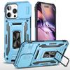 Military-Grade Armor Phone Case with Slide Camera Cover & 360° Rotating Magnetic Stand for iPhone 16 15 14 13 Shockproof Hybrid Car Mount Compatible