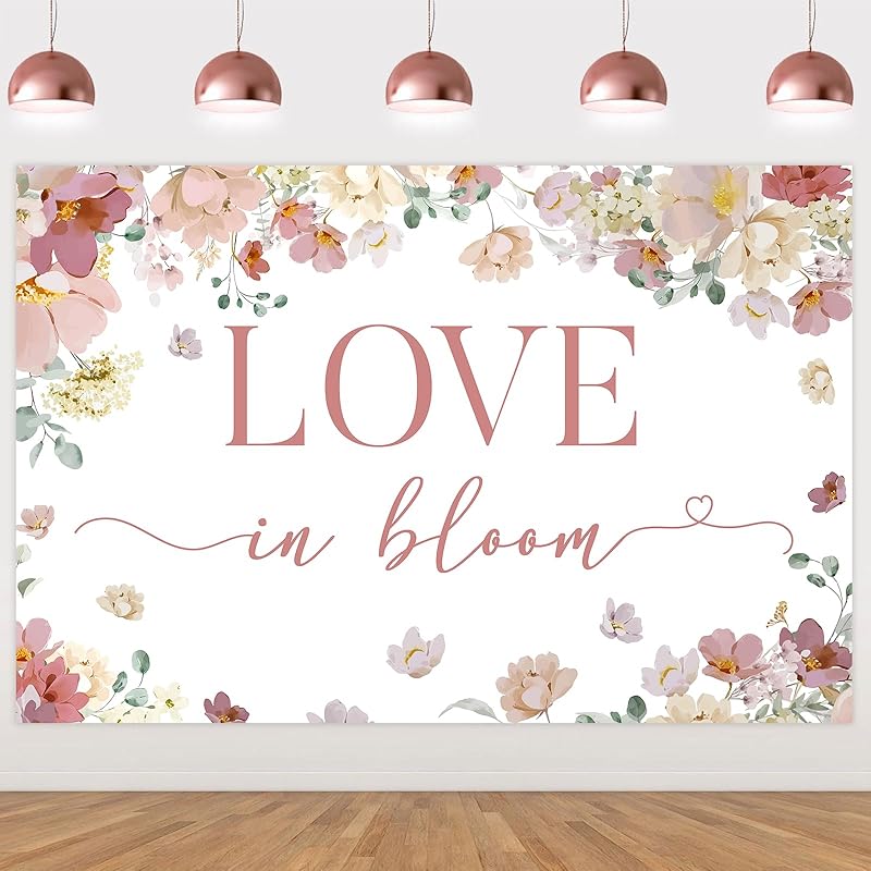 Kreatwow Love in Bloom Bridal Shower Decorations Backdrop Rose Gold Wildflower Bridal Shower Backdrop Rose Gold Bachelorette Decors Boho Flower 4.92*3.28ft
