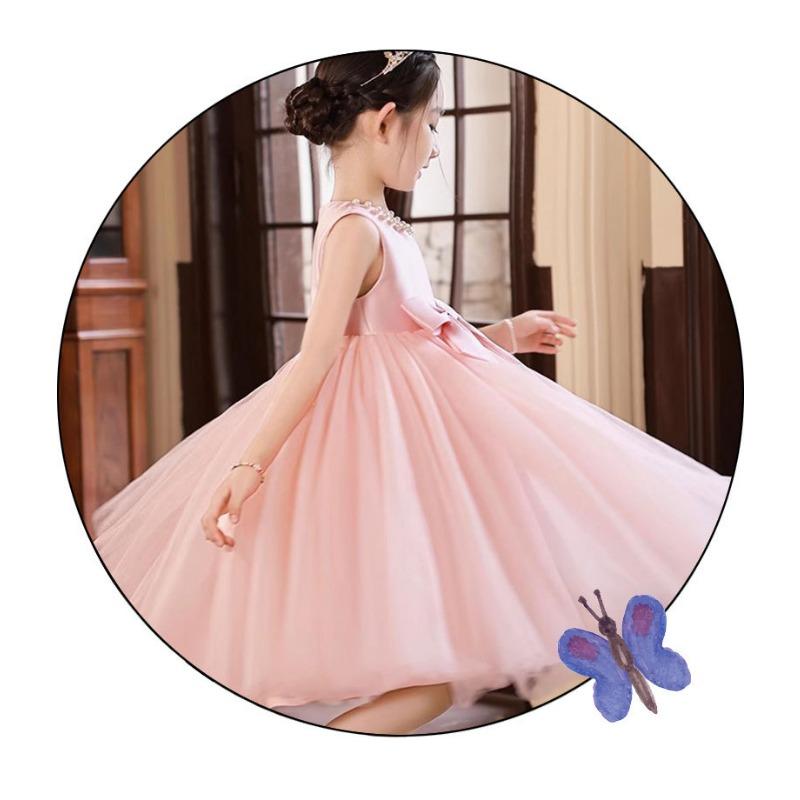 Girls Summer White Princess Tulle Dress Performance Gown