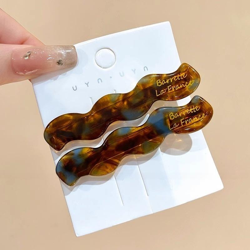 2Pcs New Y2K Wave Acetic Hairpins for Women Sweet Hair Decorate Side Hair Clips Barrettes Elegent Hair Accessories Daily Wear