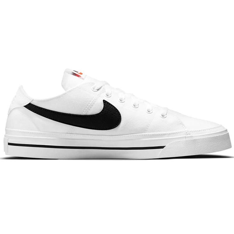 Nike Court Legacy Canvas White Black Swoosh  Sneakers  CW6539-101