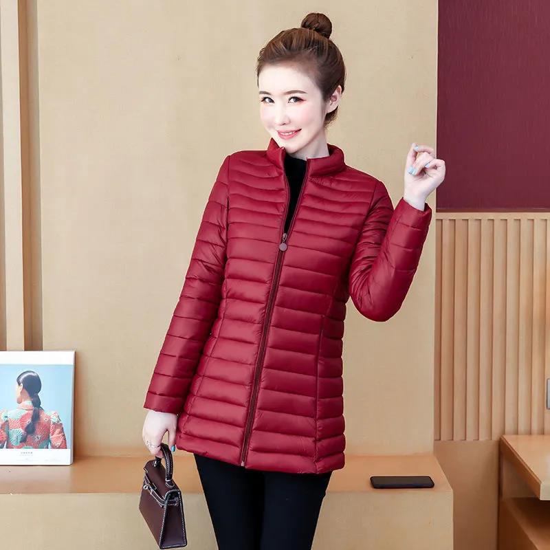 Women's Down Padded Jacket Mid-length Lightweight Cotton-padded Jacket Korean Style Plus Size Slim Winter Jacket Padded Jacket