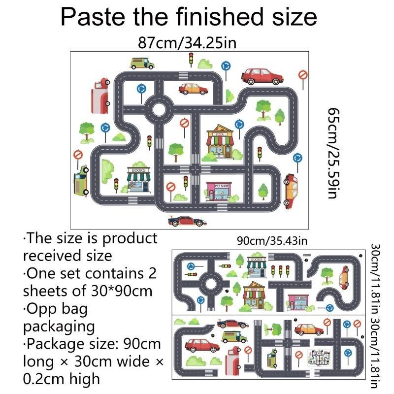 Car Road Signs Wall Stickers Floor Stickers Children's Room Decoration Self Adhesive Cartoon Stickers Wall Art Decals