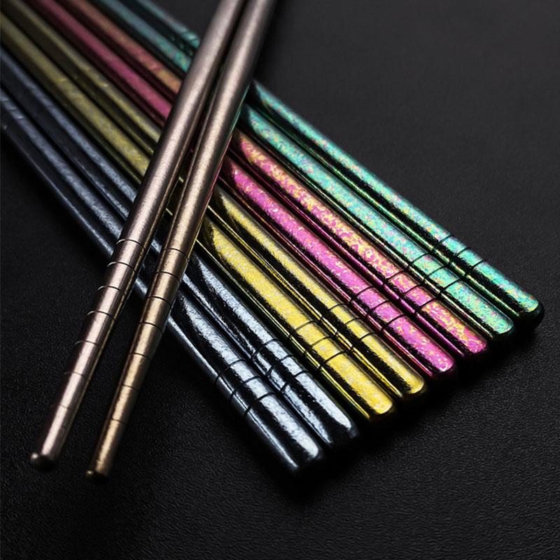 5 Pairs Pure Titanium Chopsticks Set With Gift Case Reusable Non-slip Chopsticks Korean Food Sushi Sticks Chopsticks Home Party