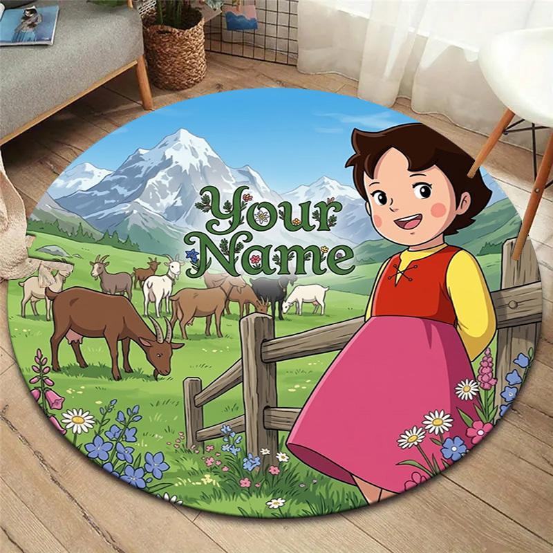 Autumn Harvest Journey Custom Name Round Area Rug Carpet Rug For Living Room Bedroom Sofa Playroom Decor Nonslip Floor Mat