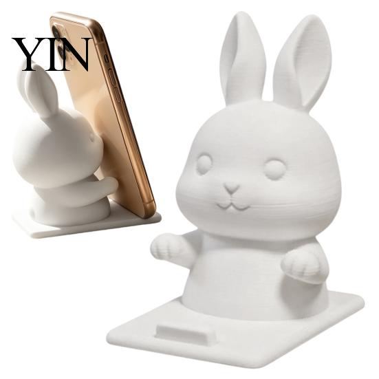 White Rabbit Cell Phone Dock Cute Bunny Holder, 3D Printed Animal Mobile Stand, Stable Smartphone Support for Watching Movies Desktop Holder