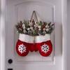 Christmas Gloves Shaped Wreath With LED Lights Decorative Ornaments for Home Wall Party Xmas Holiday Decoration