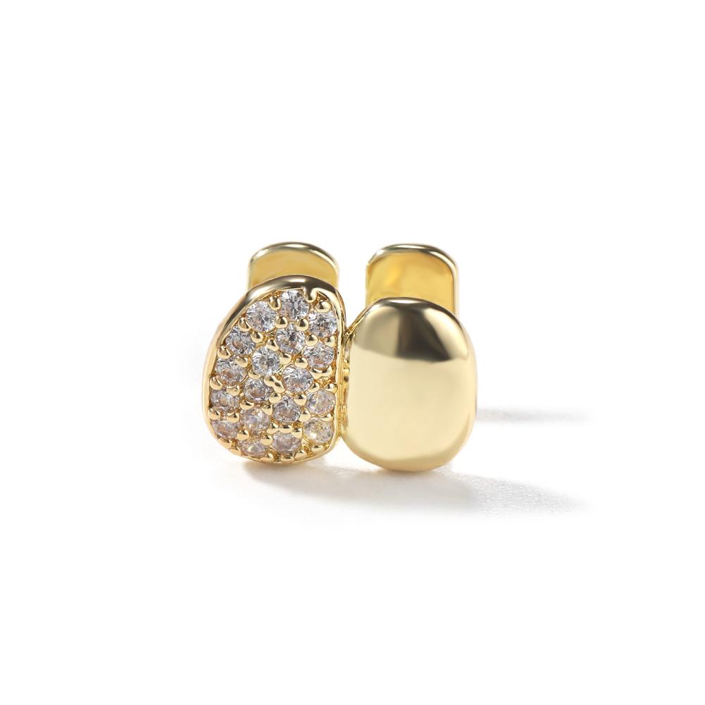 UWIN Hiphop Single Teeth Grillz Iced Out 5A CZ Bling Bling Grillz with 18K Gold Plated Jewelry