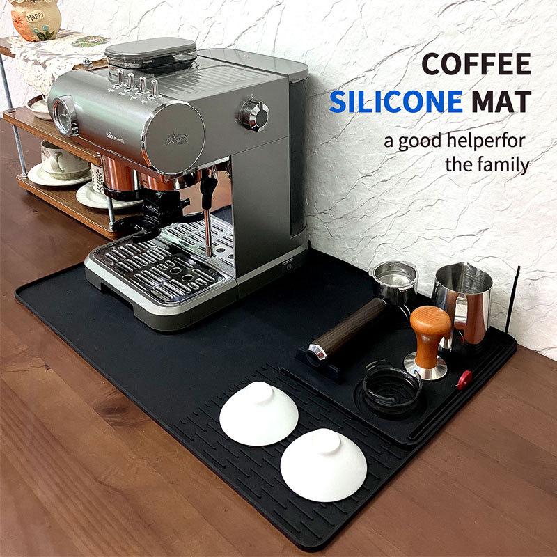 Silicone Coffee Machine Mat & Drip Tray - Two-in-One Square Tamper Mat for Countertops
