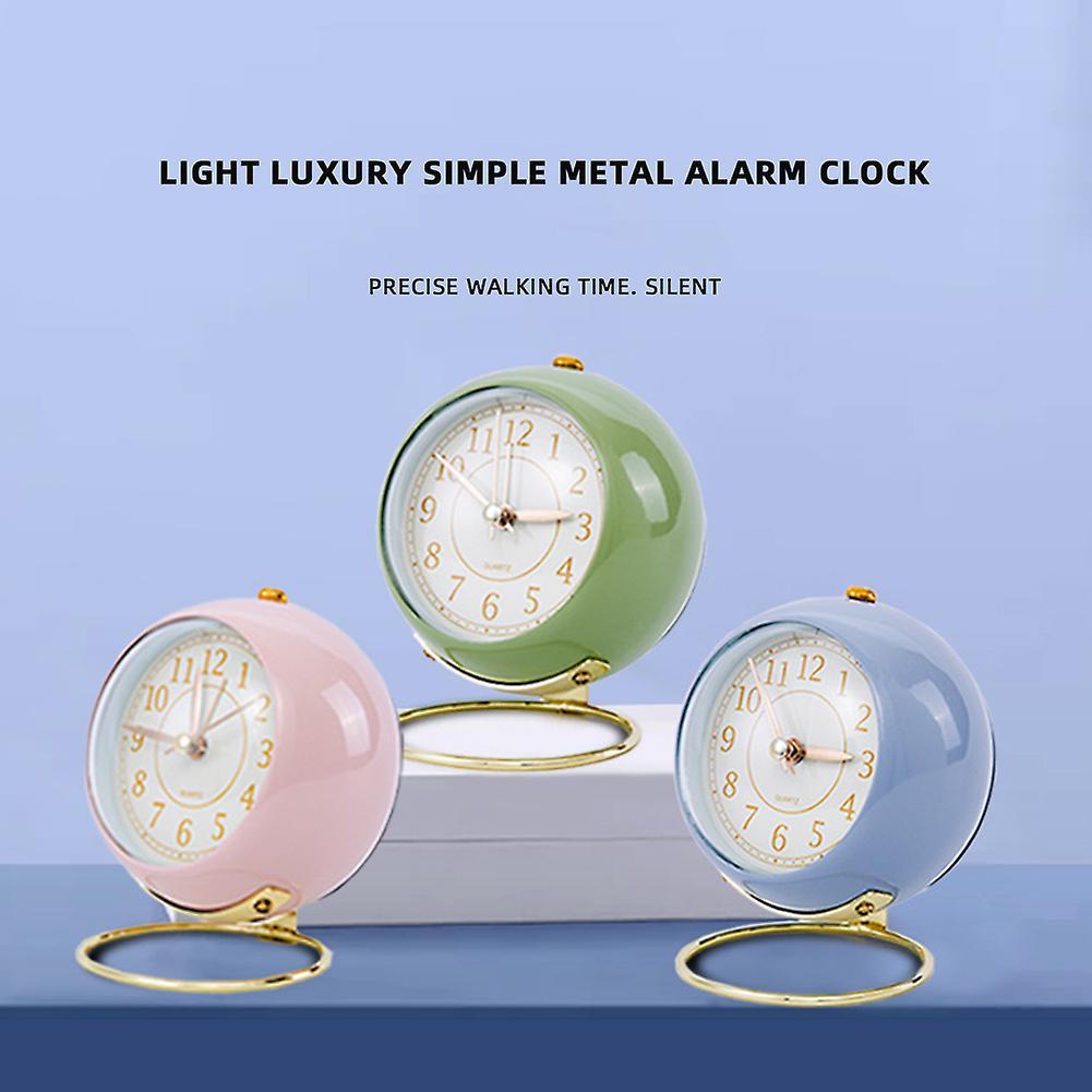 Loud Bell Alarm Clock Battery Operated No Ticking Quiet Student Analogue Table Clocks for Living Room Bedroom Decor