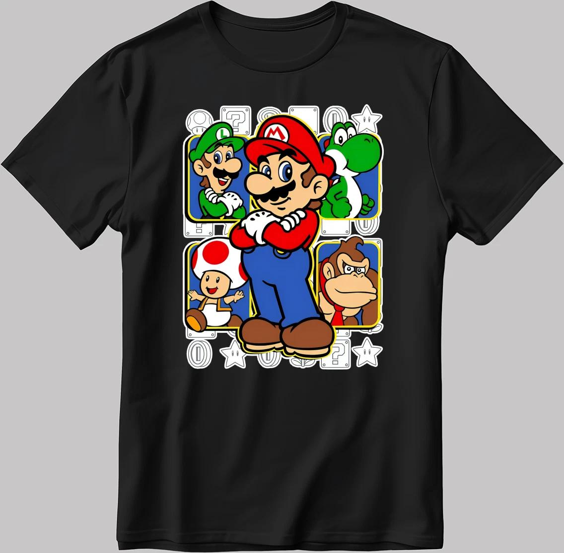 Super Mario and Friends White-Black Men/Women T Shirt AB218 S