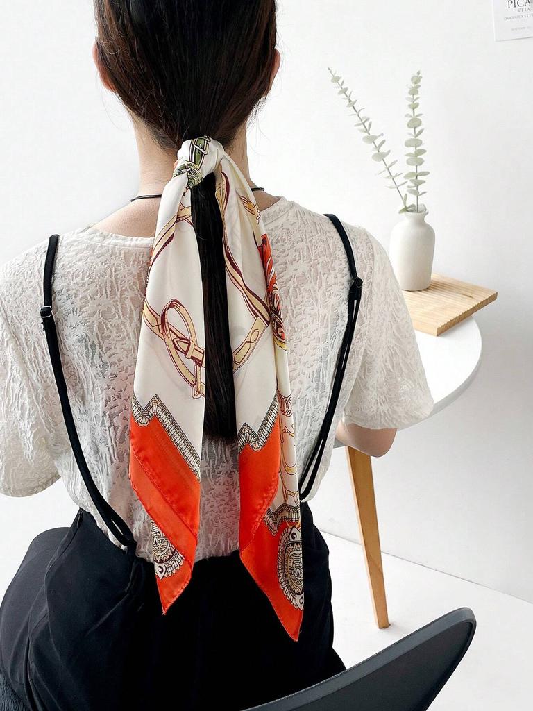 Luxury Brand Print summer Neck Tie Shawl Silk Square Scarf Women 70cm Hair Hand Wrist Headkercheif Hijab Bandana