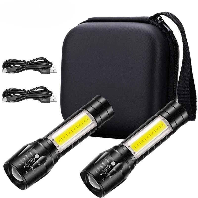 BALDR Mini Rechargeable LED Flashlight COB+XPE Portable Torch Zoomable Light Tactical Flashlight outdoor Camping Fishing Lantern